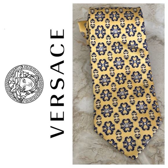 Versace 100% Silk Medusa Monogram Tie - Picture 1 of 10